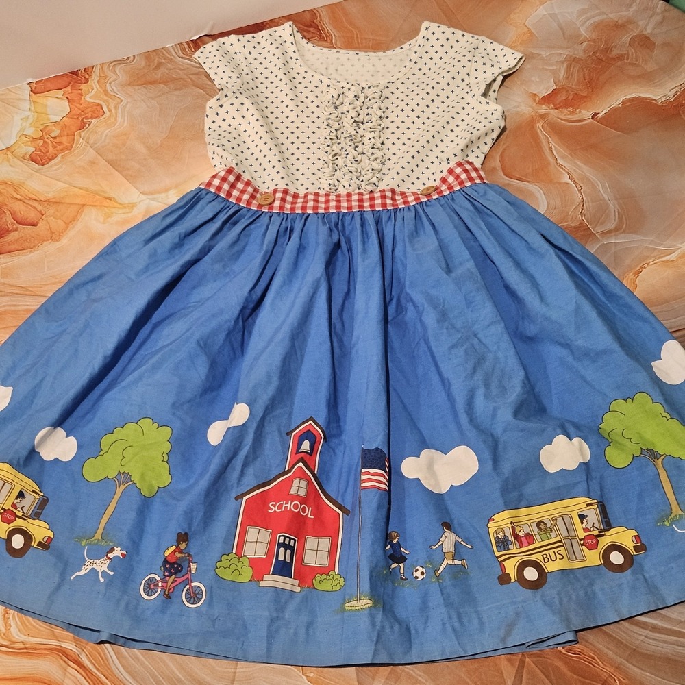 Eleanor Rose ER Schoolhouse Parade Dress Girls Size 14-16 School Bus